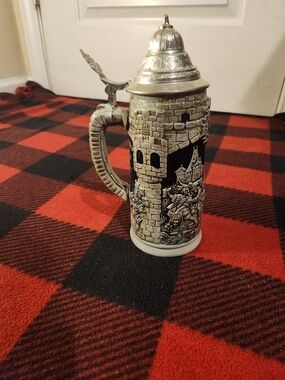 Vintage German Beer Stein Ceramic w/Lid And Saying Made In Western Germany
